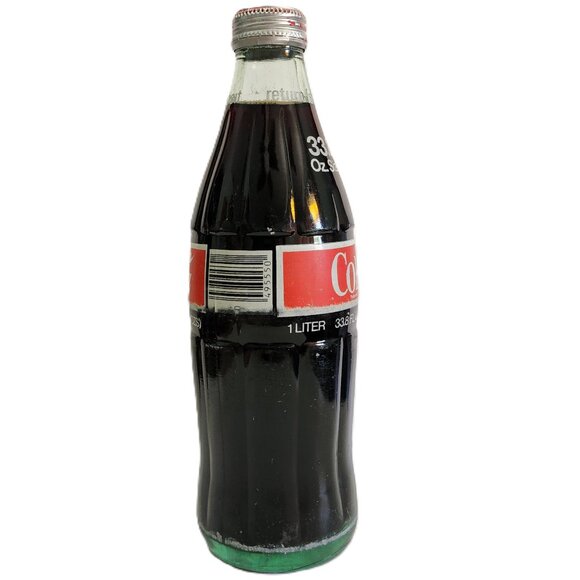 RARE 1977 Original SEALED Coca-Cola 1Ltr Green Glass Hobble Skirt Bottle Vintage - Picture 6 of 12